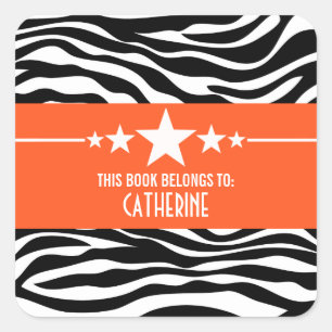 Etiquetas Sassy alaranjadas do Bookplate da zebra