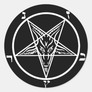 Etiquetas satânicas de Baphomet do metal preto