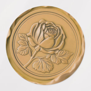 Etiquetas Selo de Envelope de Cera Falsa Flor de Rosa Dourad