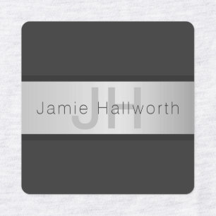 Etiquetas Seu nome e monograma   Vista de prata cinzenta e f