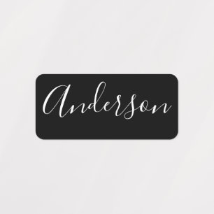 Etiquetas Seu nome   Escrita branca Elegante sobre vestuári