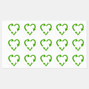 Etiquetas Símbolo de Reciclar em forma de coração 