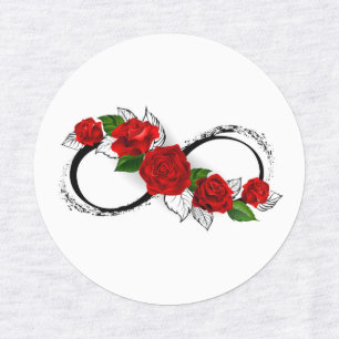 Etiquetas Símbolo do Infinito com Rosas Vermelhas