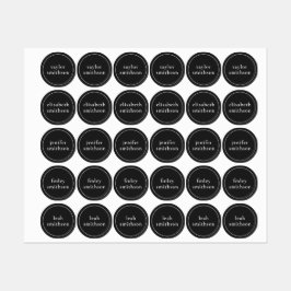 Etiquetas Simples de Gênero Negro Neutro Adicione Seu Nome À