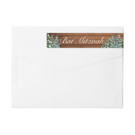 Etiquetas Snowy Wood & Forest Rural Bar Bat Mitzvah Birthday