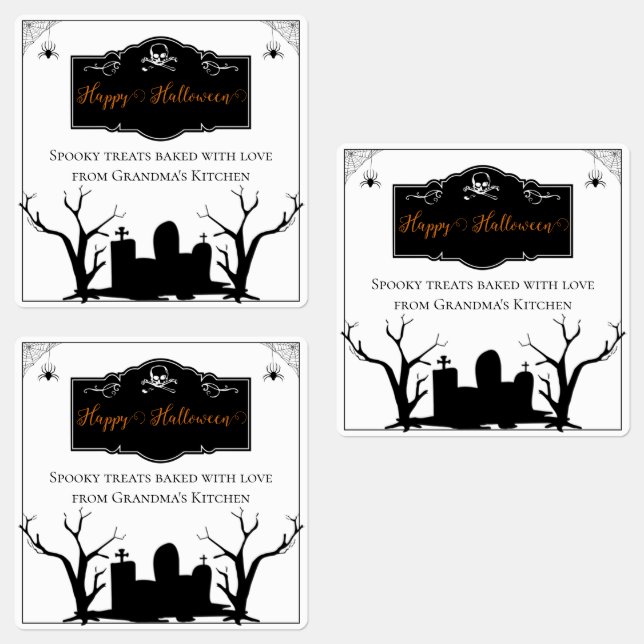 Etiquetas Spooky Graveyard Halloween (Grupo)