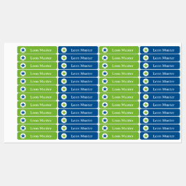 Etiquetas Stern - grün blau - 96 schmale Kinder