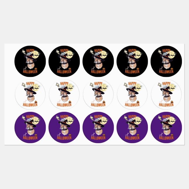 Etiquetas sticker halloween animals (Folha)