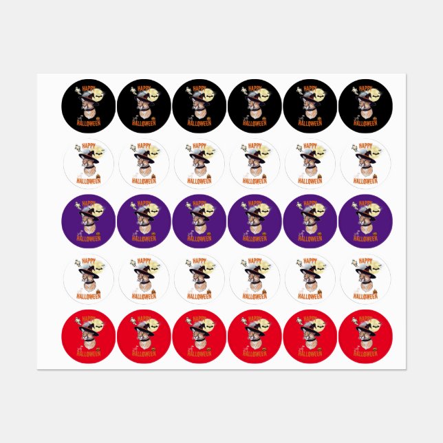 Etiquetas sticker halloween animals (Folha)