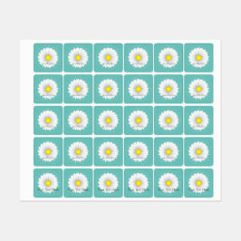 Etiquetas Teal Bonito Little Daisy Square
