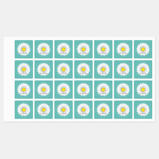 Etiquetas Teal Bonito Little Daisy Square
