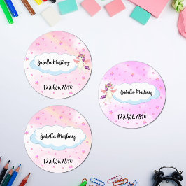 Etiquetas Tema de Unicórnio para Meninas Nome Personalizado 