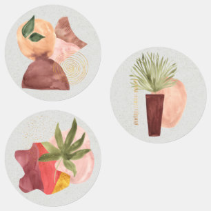 Etiquetas Terra Cotta Dourada Glitter Forma Presente Botâni