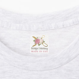 Etiquetas Tesoura de Costura Dourada Floral Rústico Roupas P