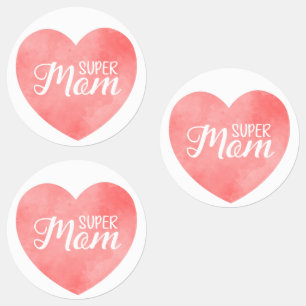 Etiquetas Texto da Super Mãe em cor rosa pintado