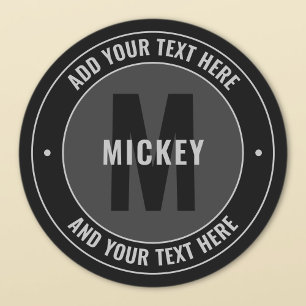 Etiquetas Texto e Monograma Editáveis em Negrito   Cinza e 