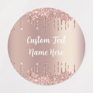 Etiquetas Texto Personalizado Da Glitter Dourado rosa Seu No