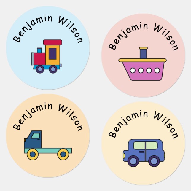 Etiquetas Transporte Fofo e Simples Nome Personalizado para  (Grupo)