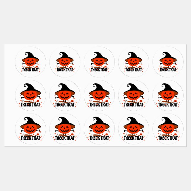 Etiquetas Treck Trat Pumpkin sorrindo (Folha)