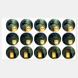 Etiquetas Trouxe-te Gato Negro e Fantasma do Halloween