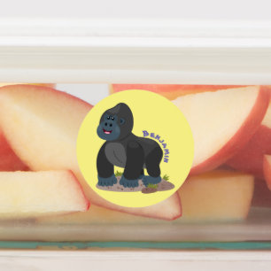 Etiquetas Uma ilustração de desenho animado de gorila, um gr