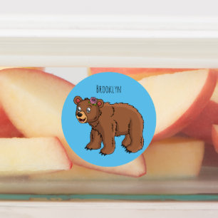 Etiquetas Urso bonito com ilustração de desenho animado de