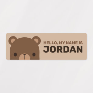 Etiquetas Urso Castanho Bonito com Nome Personalizado