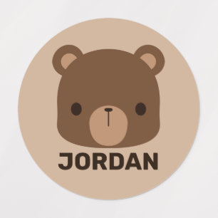 Etiquetas Urso Castanho Bonito com Nome Personalizado