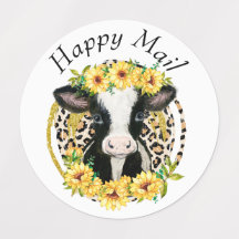 Etiquetas Vaca de Correspondência Feliz