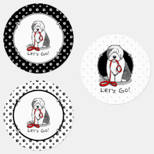 Etiquetas Vamos Engraçado Vai! Sheepdog Inglês (Cinza 1)