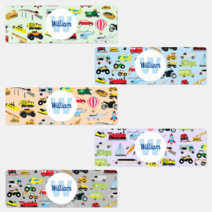 Etiquetas Veículos Coloridos de Transporte Crianças Personal