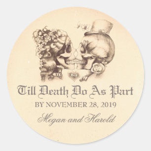 Etiquetas velhas do casamento do casal do crânio