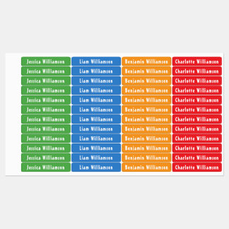 Etiquetas Verde, Azul, Laranja, Família Vermelha Impermeável