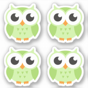 Etiquetas verdes bonitos da coruja