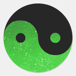 Etiquetas verdes de Yin Yang do olhar do Glitz