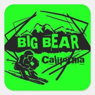 Etiquetas verdes do logotipo do esqui de Big Bear