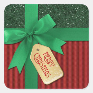 Etiquetas verdes do presente do Feliz Natal da