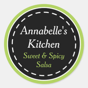 Etiquetas verdes e pretas da cozinha