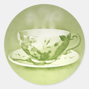 Etiquetas verdes encantadores do Teacup
