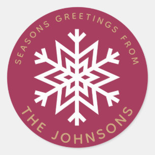 Etiquetas vermelhas do Natal do floco de neve