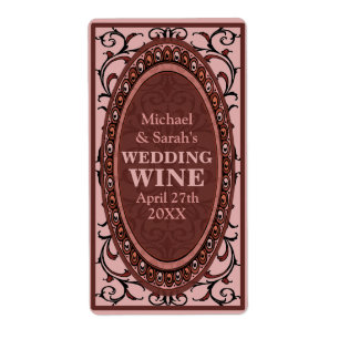 Etiquetas vermelhas do vinho do casamento do