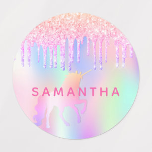 Etiquetas Vestuário mágico de unicórnio, cor-de-rosa, brilha