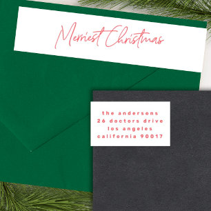 Etiquetas Vinheta de Natal de Feriado Vermelho Personalizado