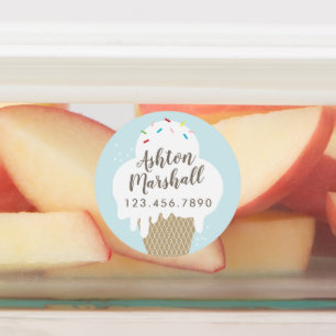 Etiquetas Vinhetas impermeáveis para crianças de cone sorvet