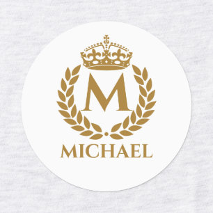 Etiquetas Vintage ouro real nome da coroa inicial negra