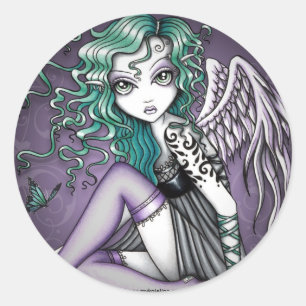 Etiquetas violetas do anjo do tatuagem de Malory