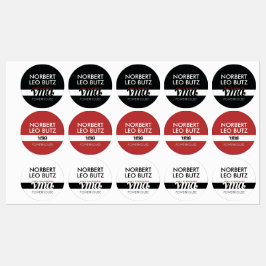 Etiquetas Washable Waterproof Sticker Label Black Red White