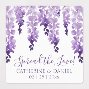 Etiquetas Watercolor Wisteria Wedad Espalhando O Script Love