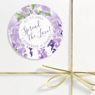 Etiquetas Watercolor Wisteria Wedad Espalhando O Script Love