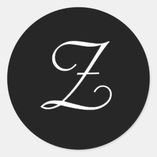 Etiquetas Wedding brancas pretas do monograma de Z